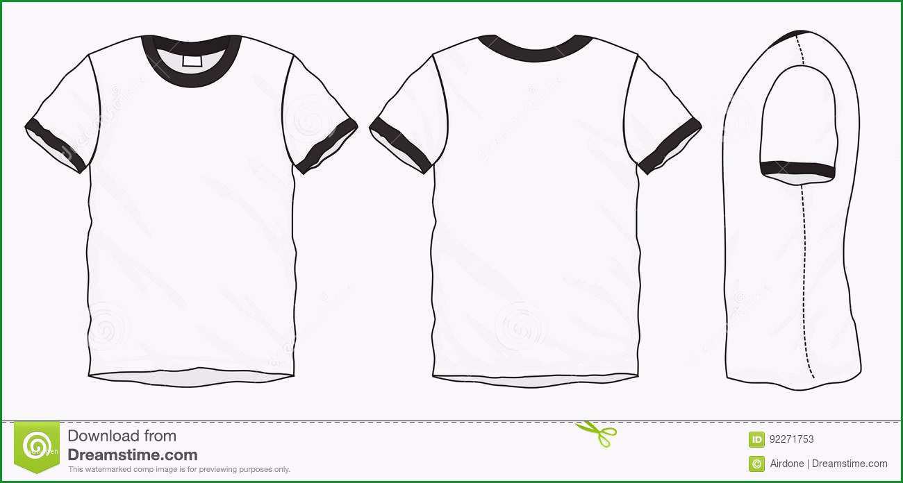 stock illustration black white ringer t shirt design template vector illustration short sleeved isolated front back men image