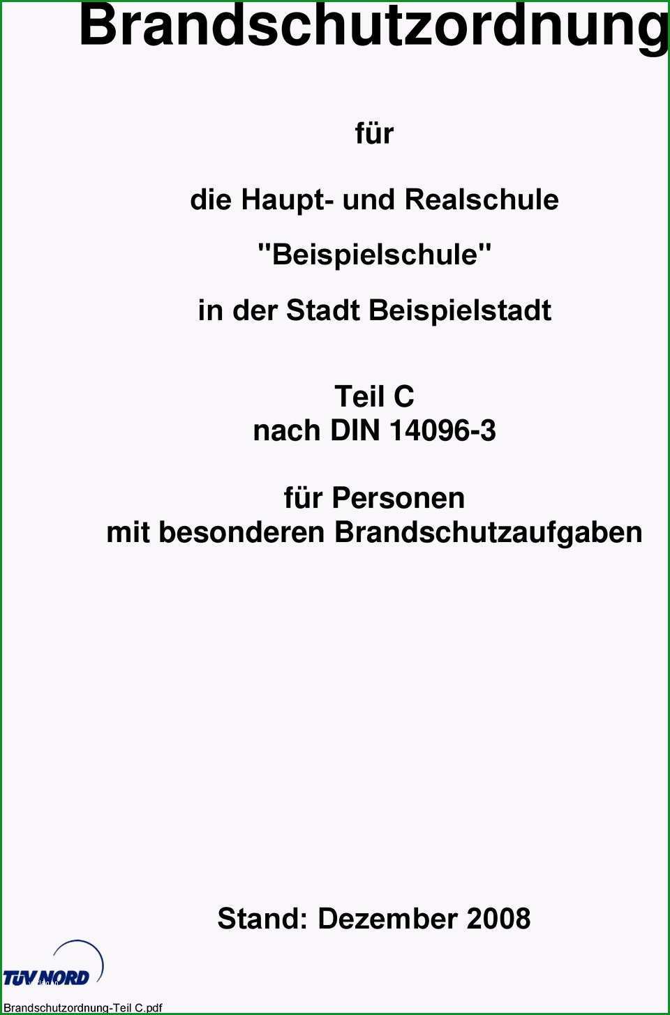 Brandschutzordnung fuer teil c nach din 3 fuer personen mit besonderen brandschutzaufgaben brandschutzordnung teil c pdf