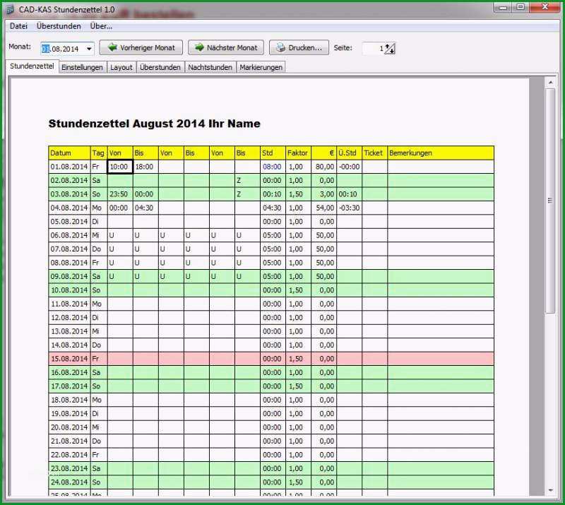 excel stunden berechnen vorlage