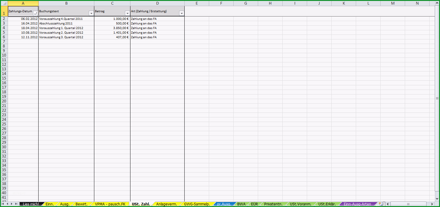 einnahmenueberschussrechnung vorlage excel openoffice