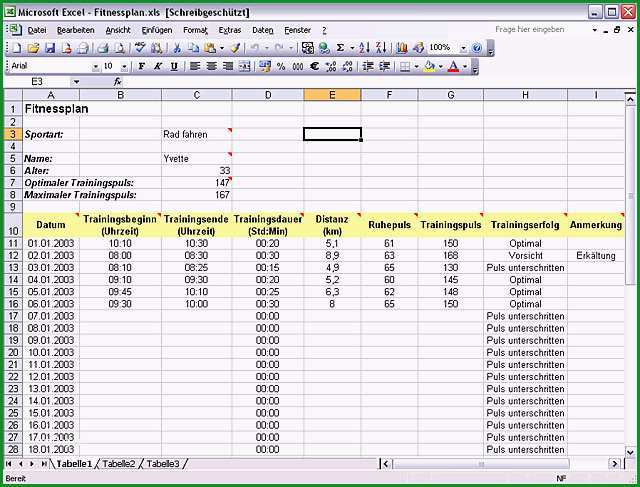 Toll Excel Vorlage Trainings Planer Download Chip