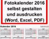 Toll Fotokalender 2016 Als Word Vorlagen Zum Ausdrucken Kostenlos