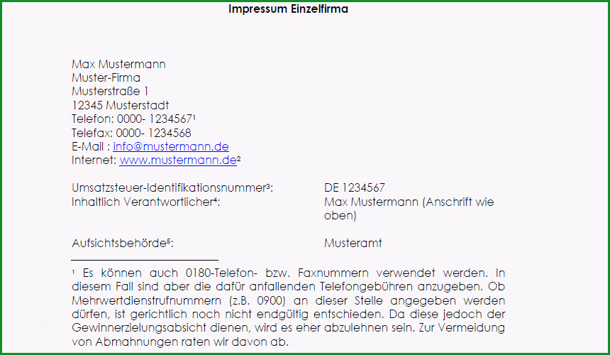 impressum einzelfirma