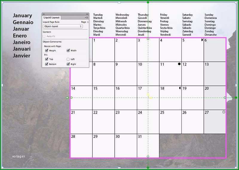 kalender vorlage zeigt moglichkeiten von indesign cs6