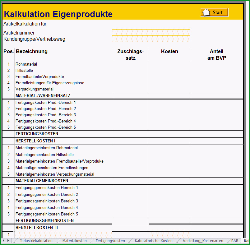 168 Kalkulation von Eigenerzeugnissen