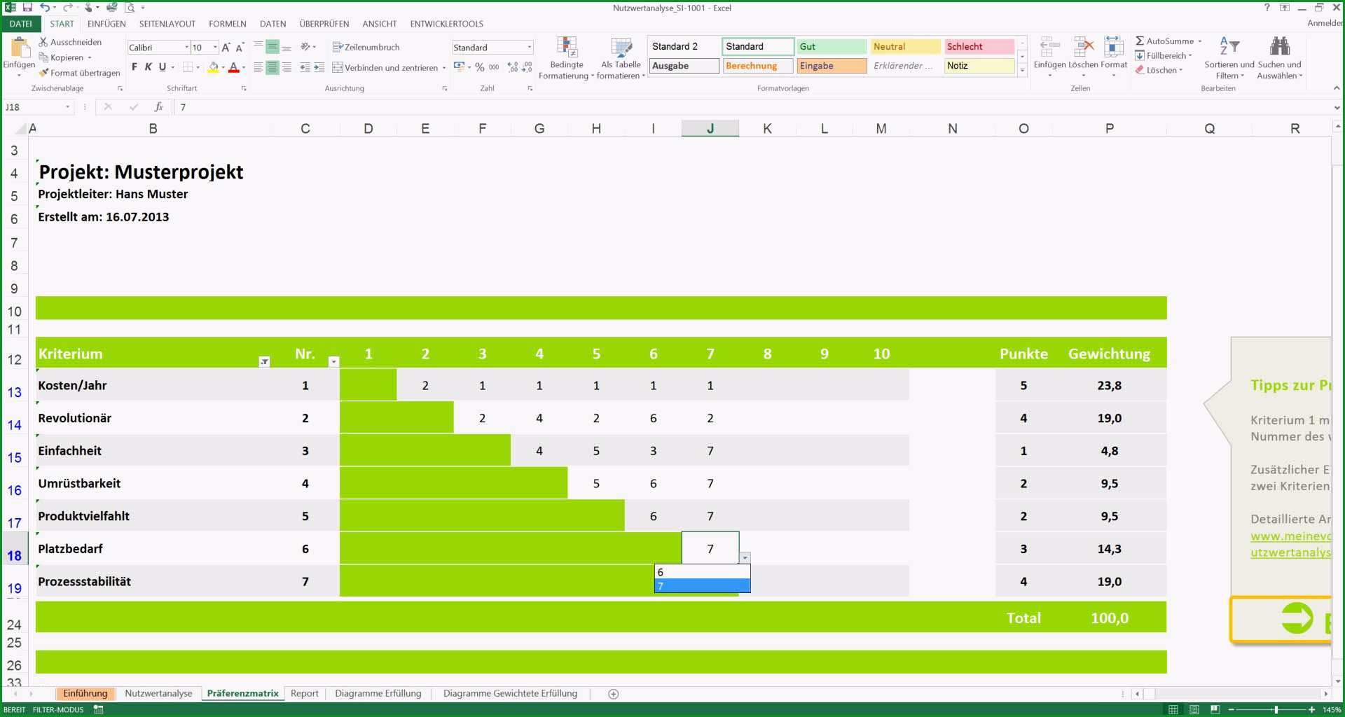 kosten nutzen analyse excel