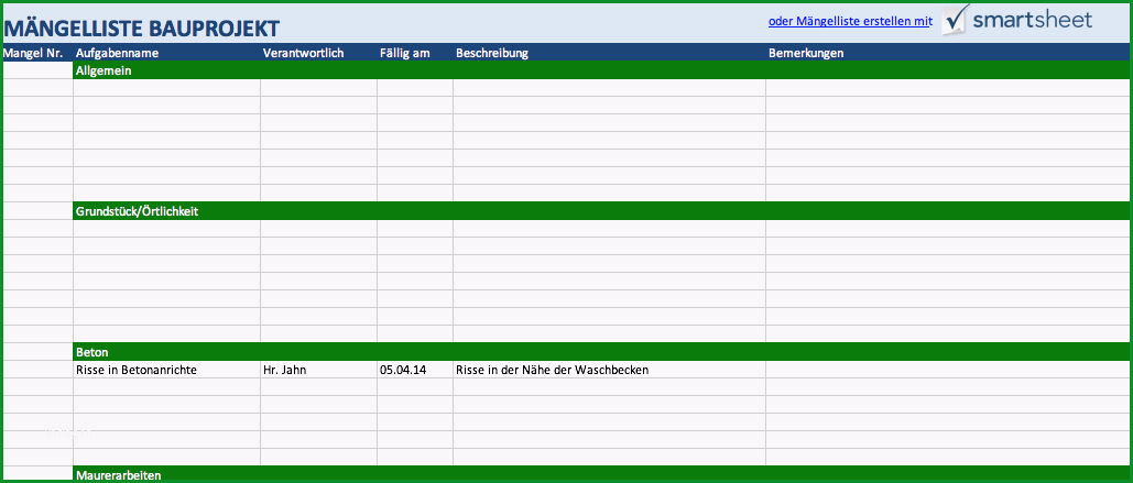 Excel Projektmanagement Vorlagen fuer das Bauwesen