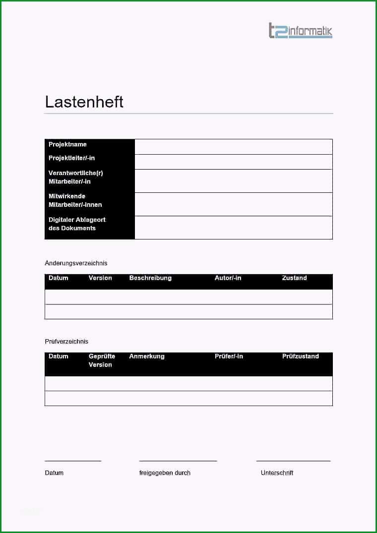 lastenheft vorlage