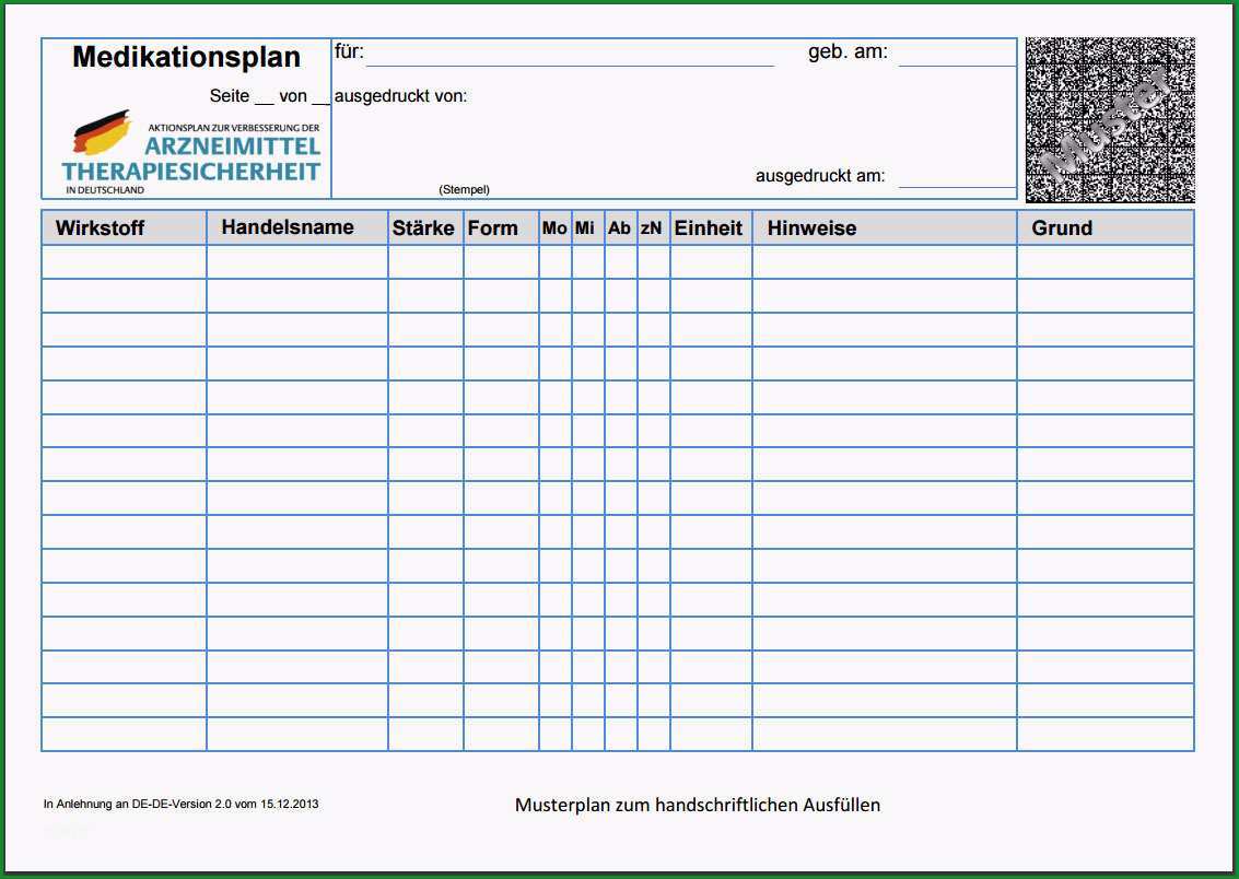 Medikationsplan Muster PDF
