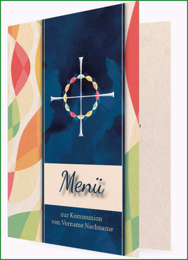 Menuekarten Vorlage Kreuz mit Kreis Blau 1169