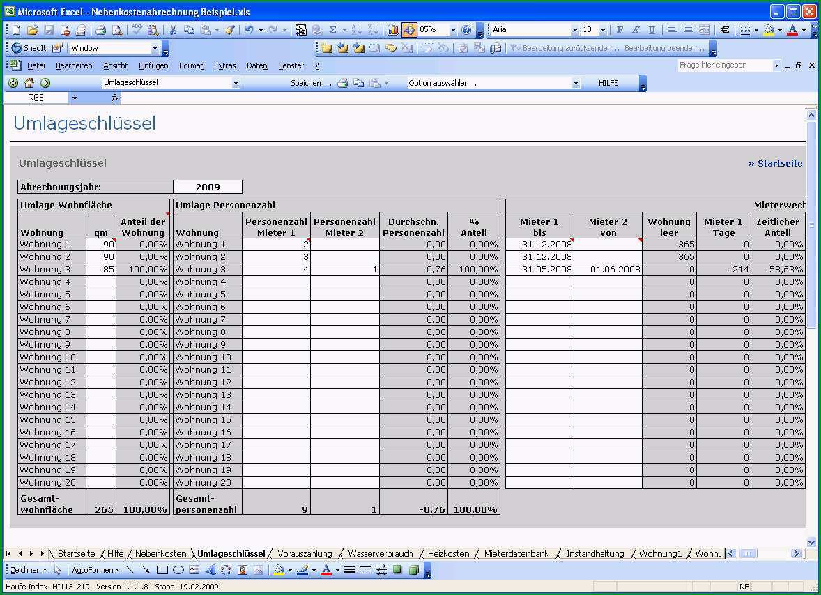 nebenkostenabrechnung excel