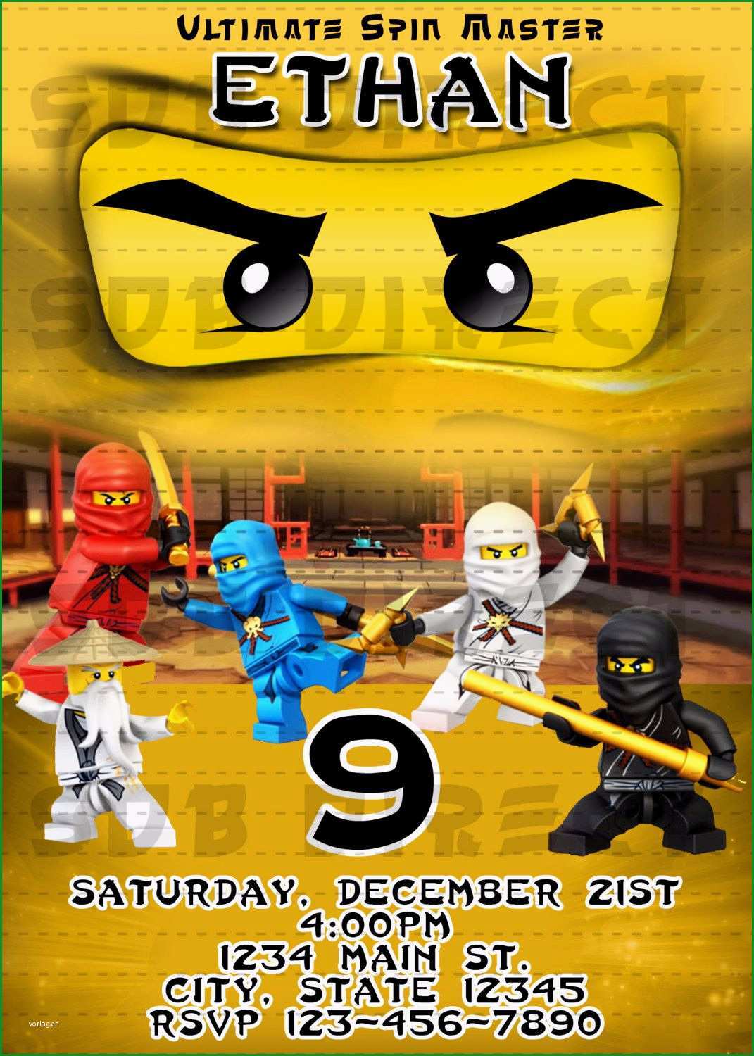 ninjago einladungskarten vorlage zum ausdrucken