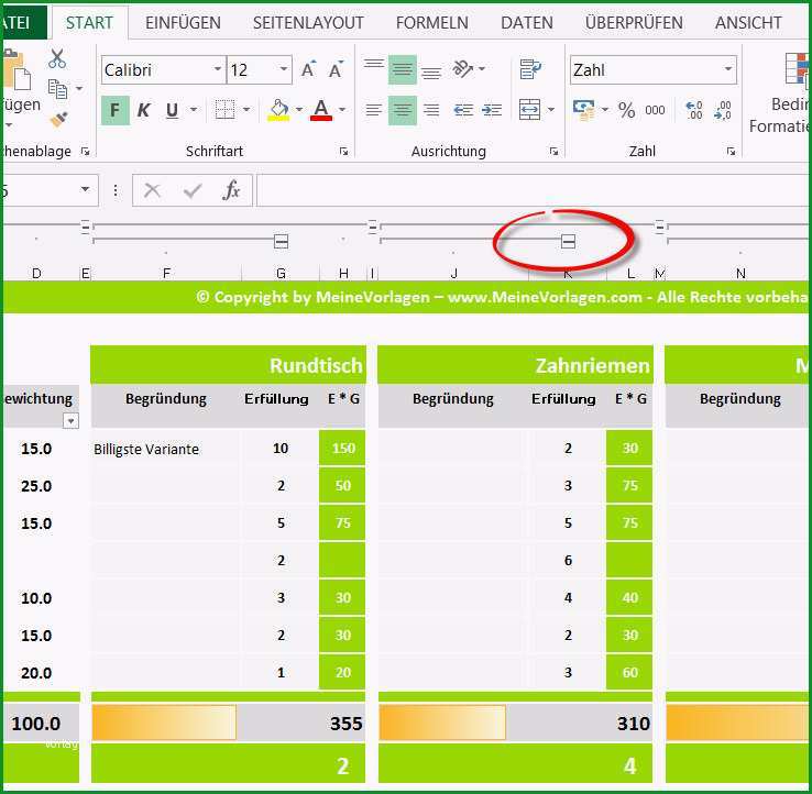 nutzwertanalyse vorlage excel