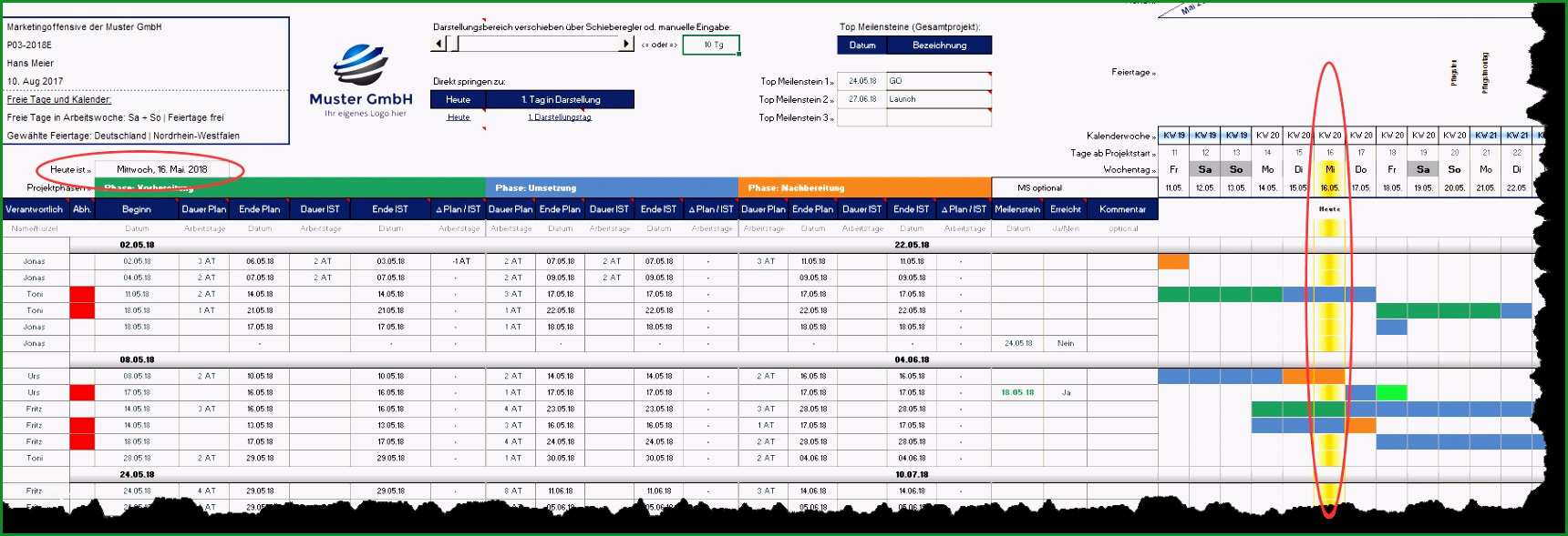 projektcontrolling excel vorlage kostenlos