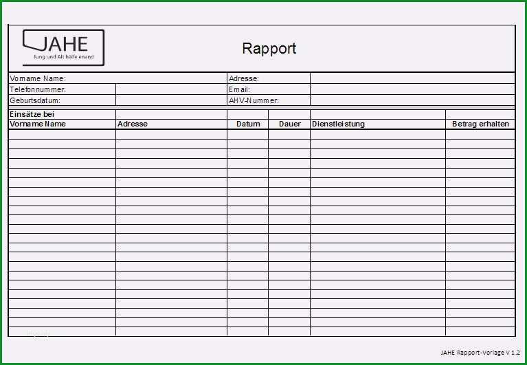 rapportzettel vorlage excel gut rapportblatt