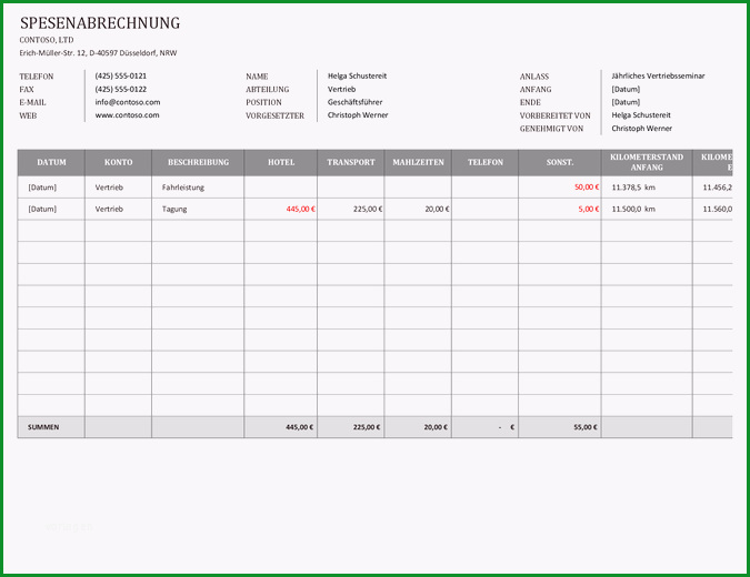 Toll Spesenabrechnung