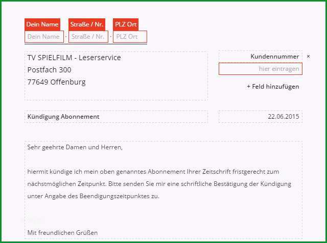 TV Spielfilm Abo kuendigen Vorlage