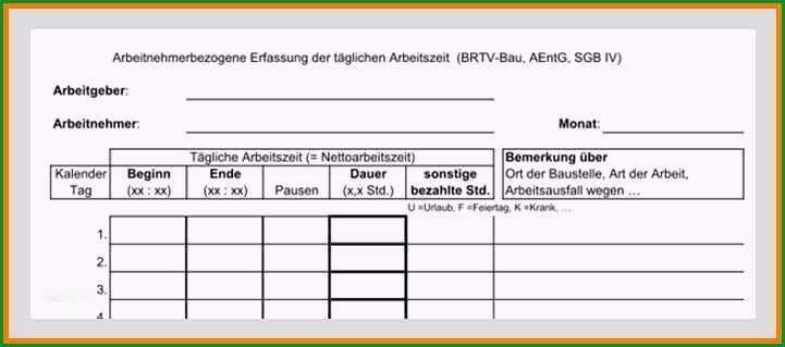 vorlage zur dokumentation der taglichen arbeitszeit erstaunlich 10 muster stundenzettel