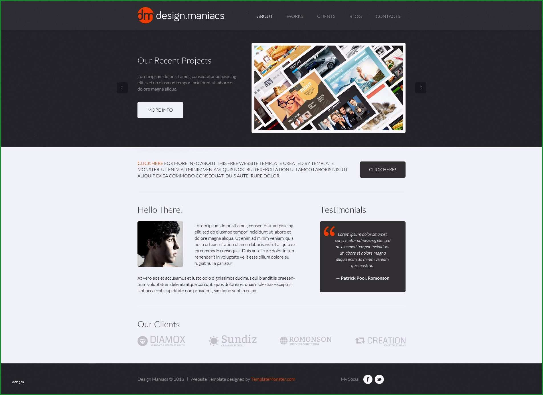 kostenlose website vorlage fuer design studio