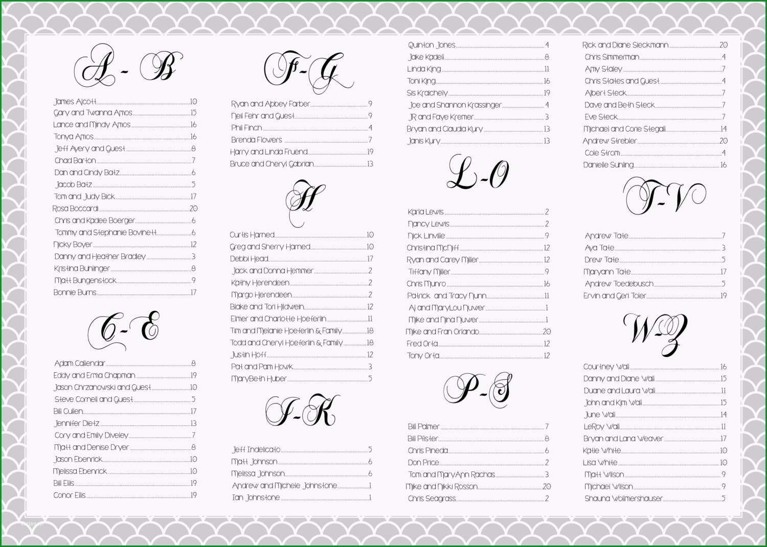 wedding seating chart printable custom