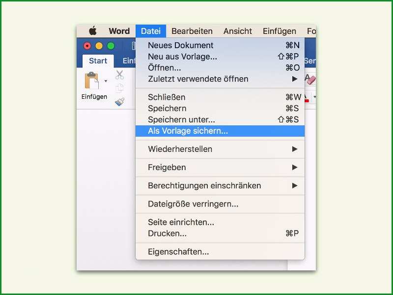 word dokumente als vorlage speichern