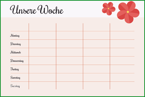 12 wochenarbeitsplan vorlage