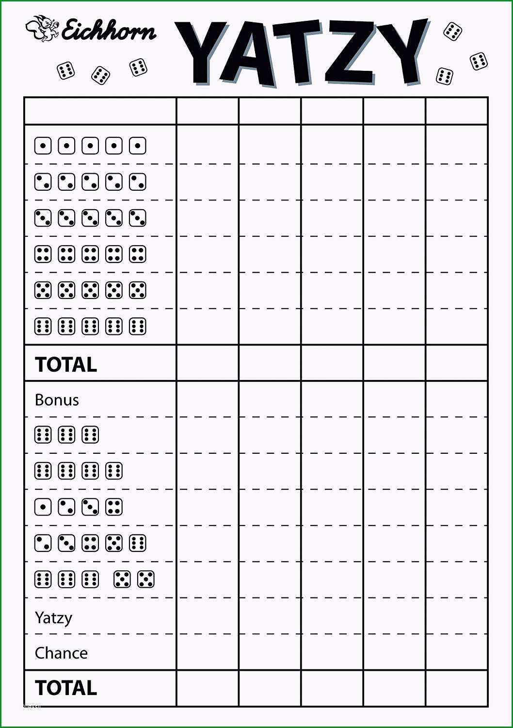 12 yatzy vorlage