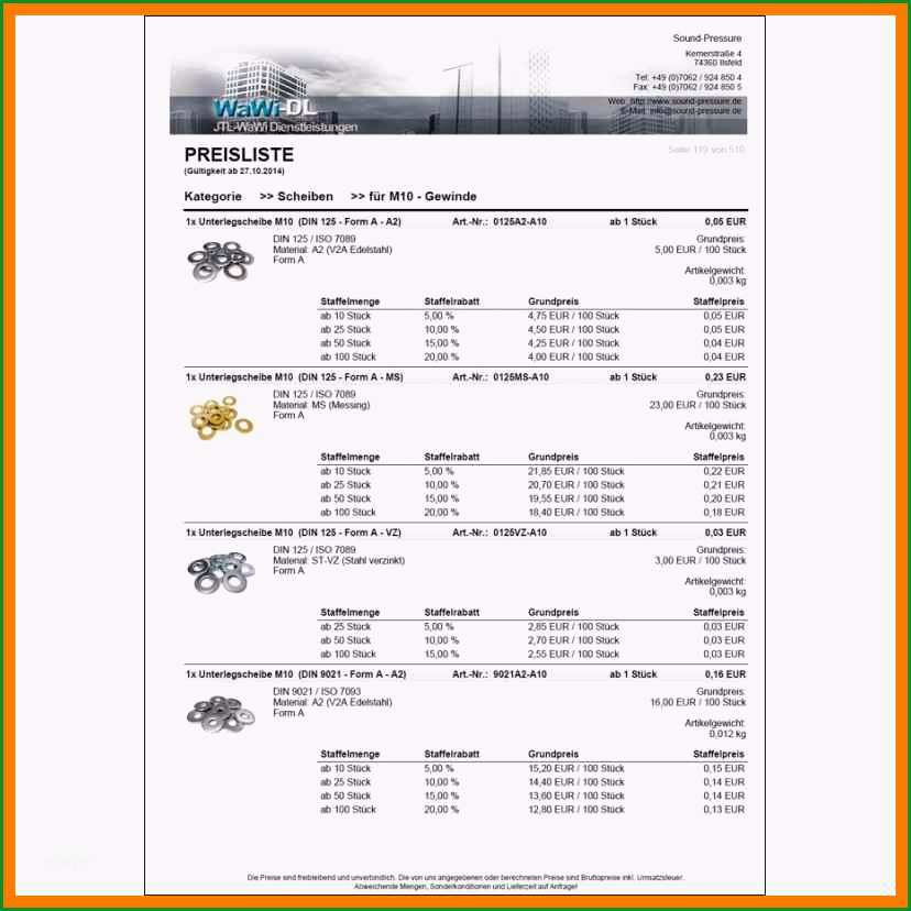 13 preisliste excel vorlage