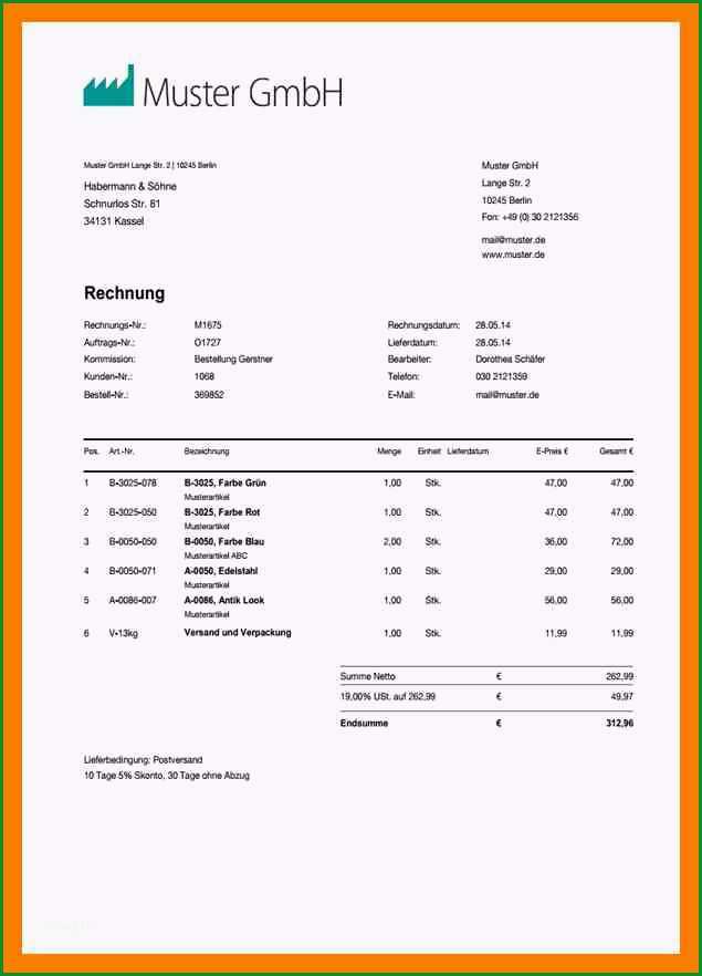 13 rechnung auf englisch muster