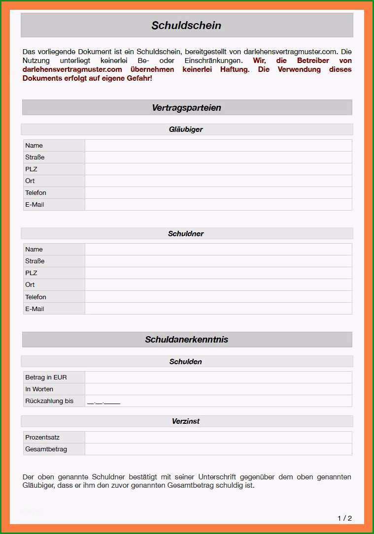 15 schuldschein muster kostenlos