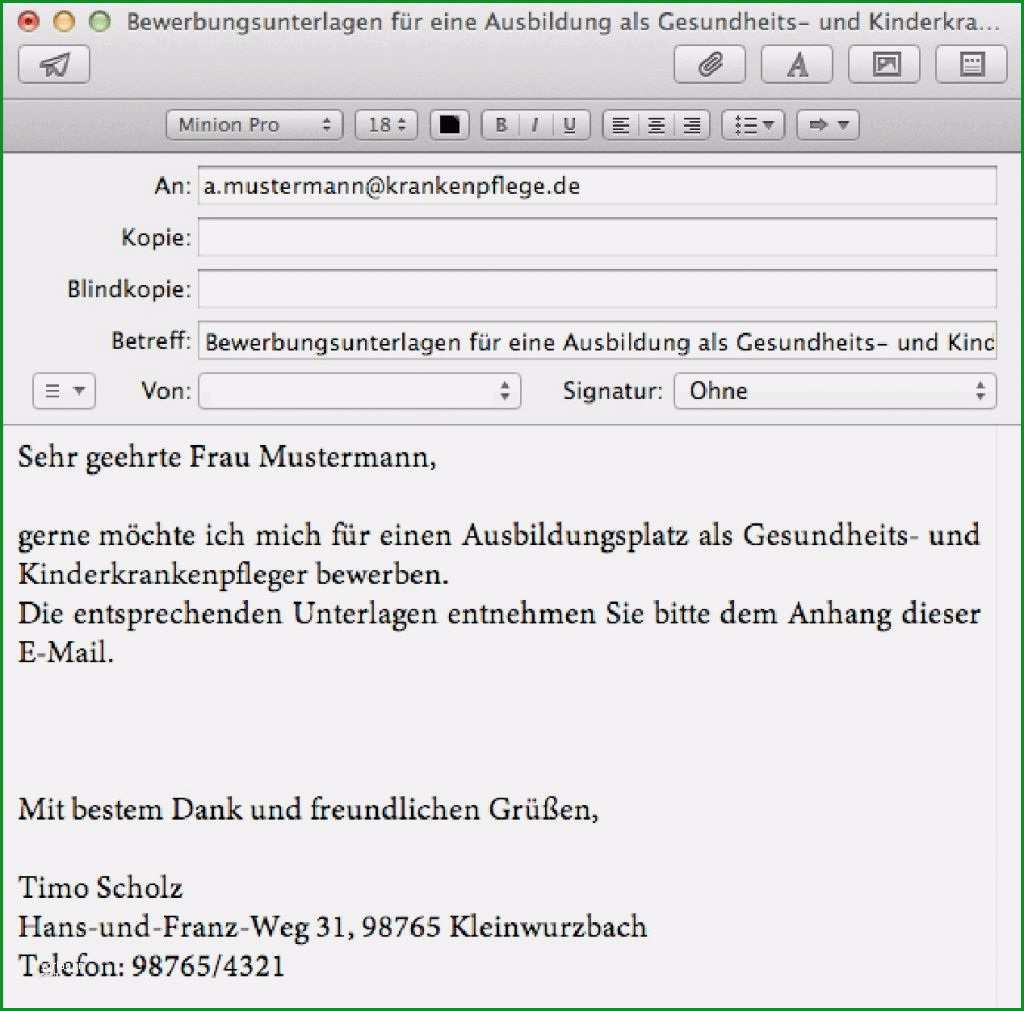 e mail bewerbung praktikum vorlage