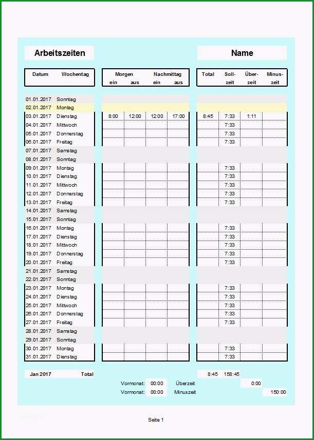vorlage zur dokumentation der taglichen arbeitszeit kostenlos