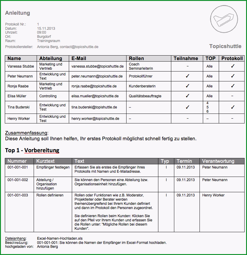 8 protokoll beispiel