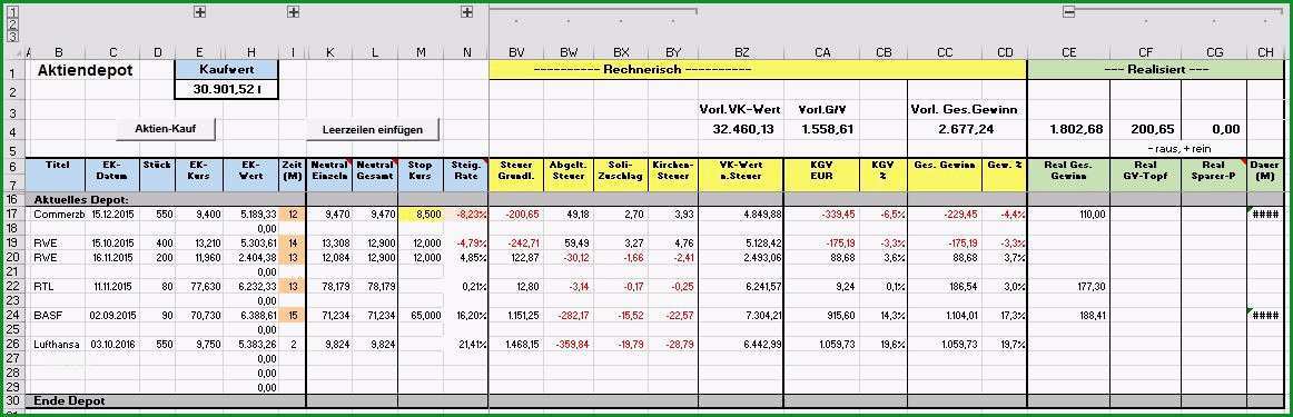 aktiendepot excel vorlage
