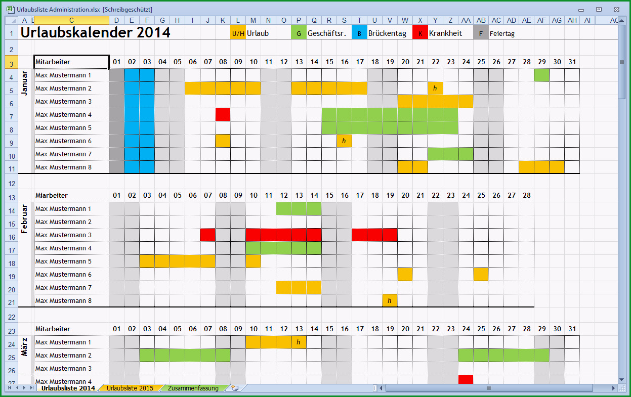 ansprechender excel urlaubskalender fuer den arbeitsplatz