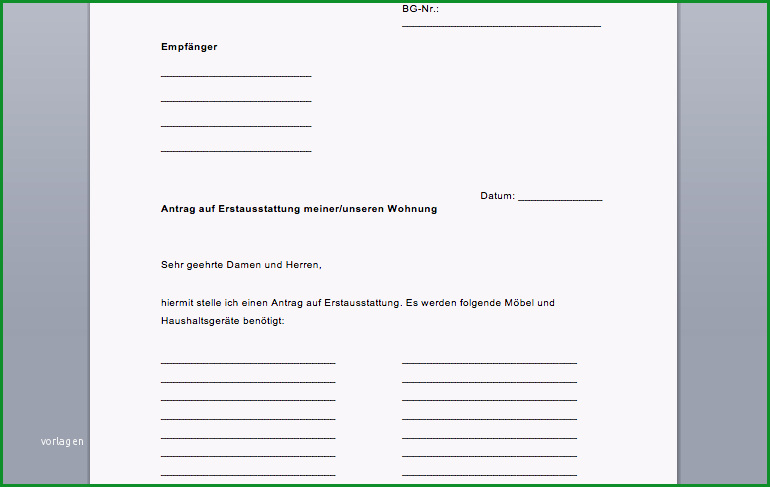 antrag vorlage erstausstattung moebel fuers jobcenter