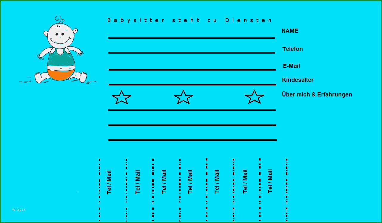 babysitter aushang muster vorlage