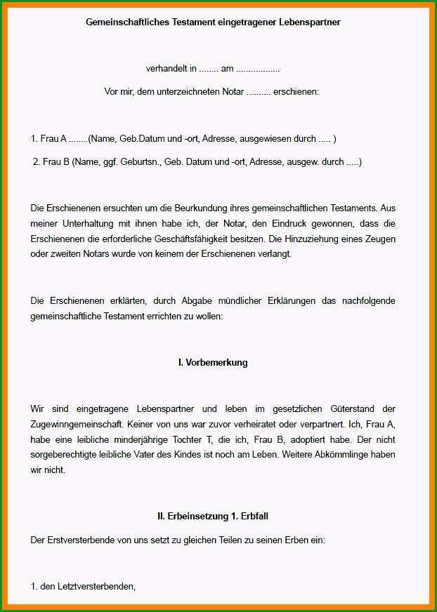 berliner testament vorlage kostenlos ausdrucken rahmen berliner testament einheitsloesung doc ehegattentestament