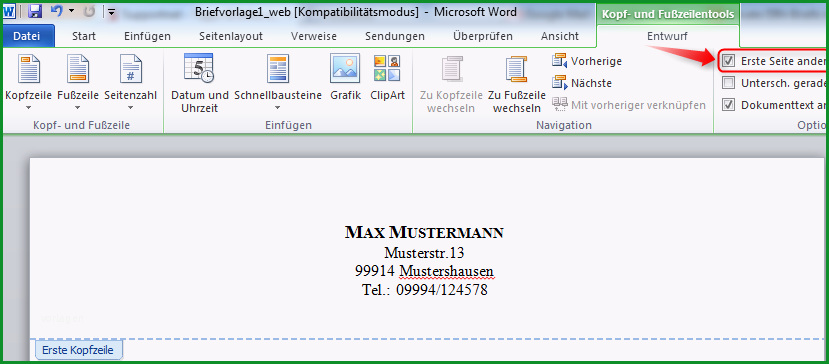 briefkopf mit microsoft word erstellen