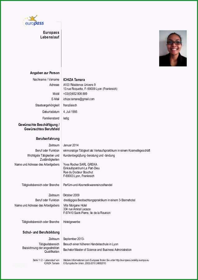 cv europassde allemand ichiza tamara