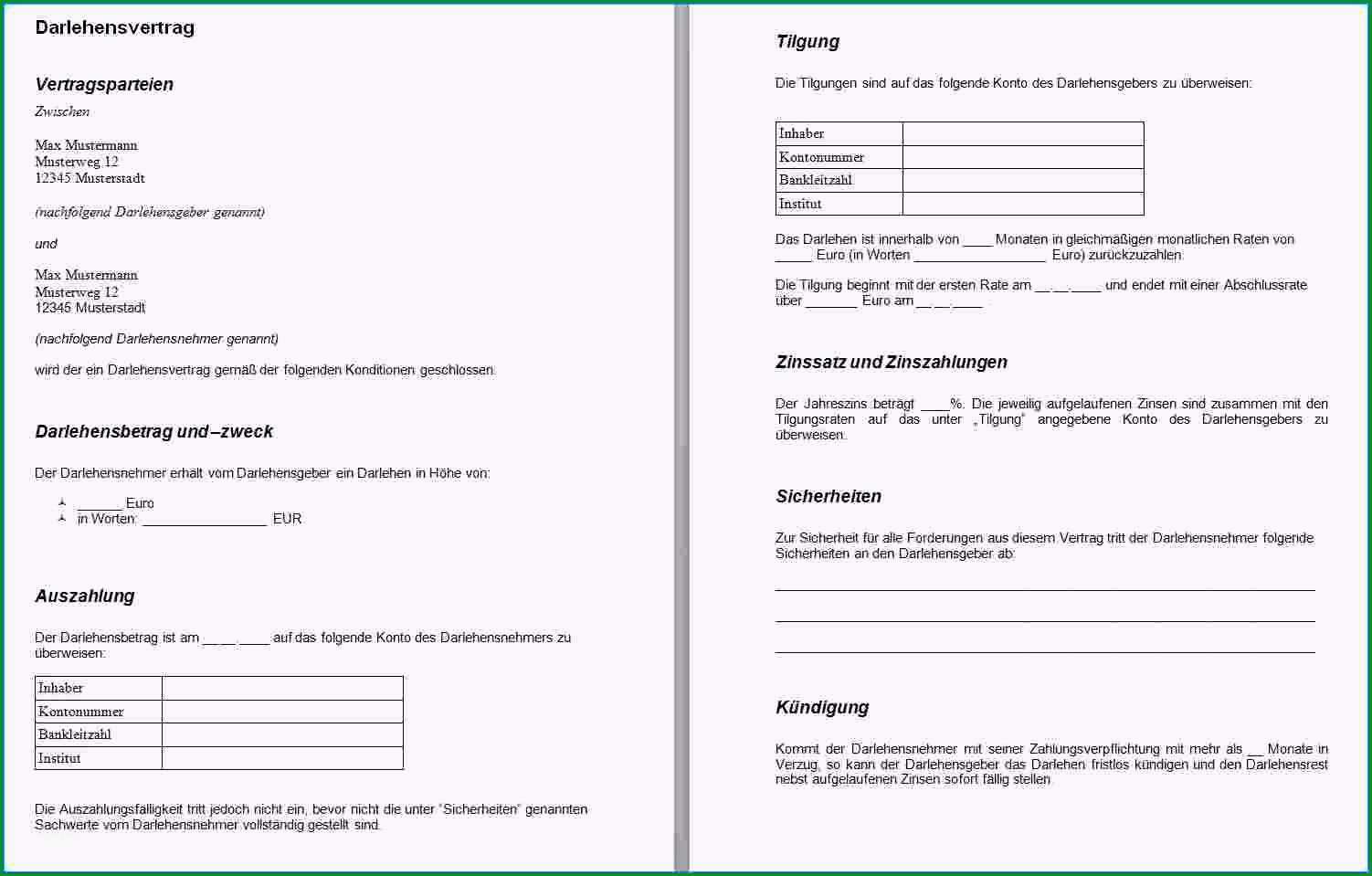 darlehensvertrag vorlage invitation templated