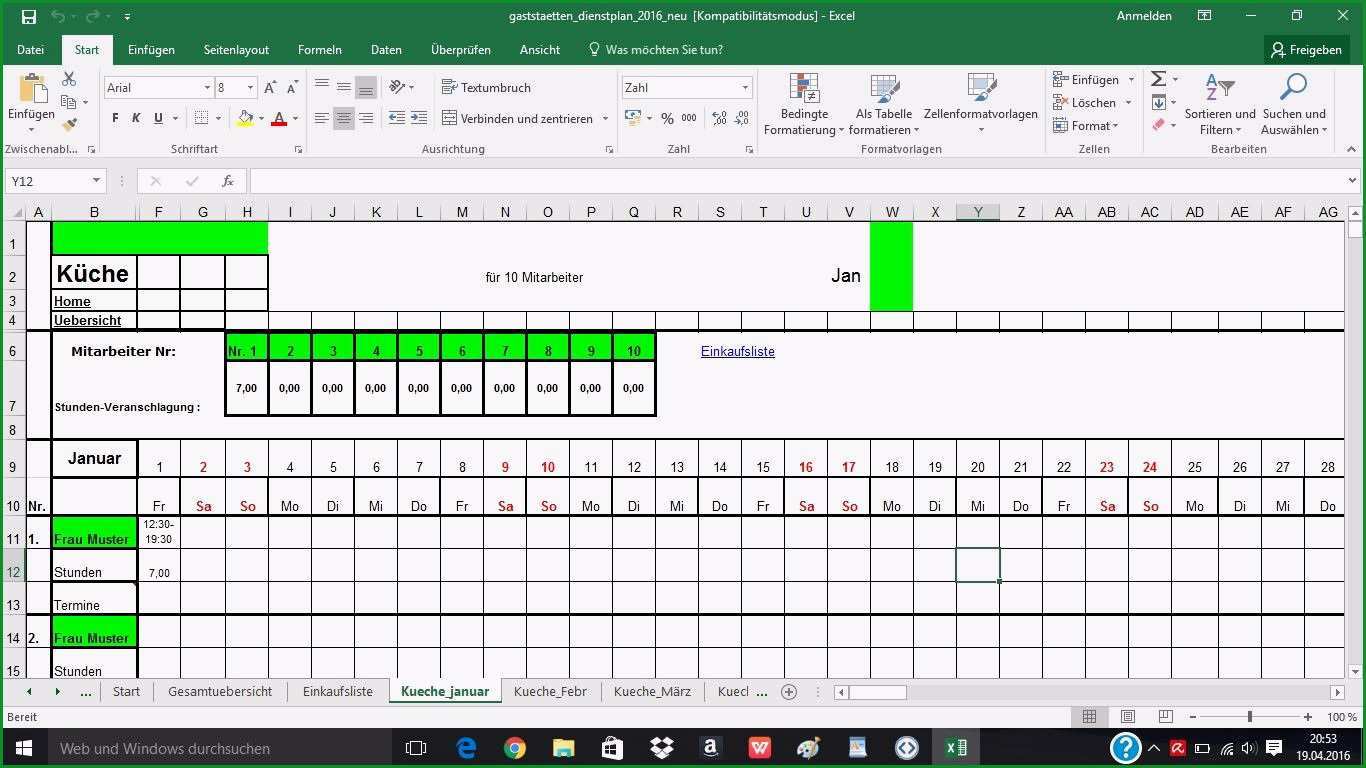 nstplan vorlage excel