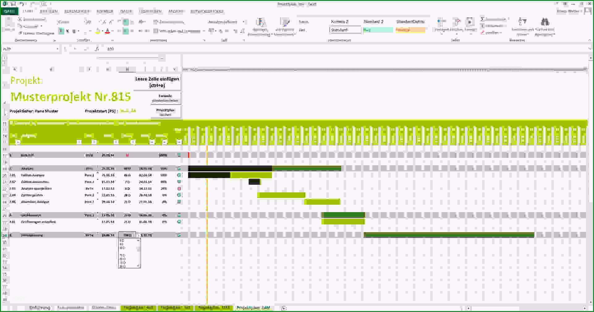 gantt chart excel vorlage