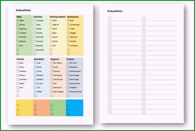 Überraschen Einkaufsliste Vorlage Einkaufszettel Als Word &amp; Pdf