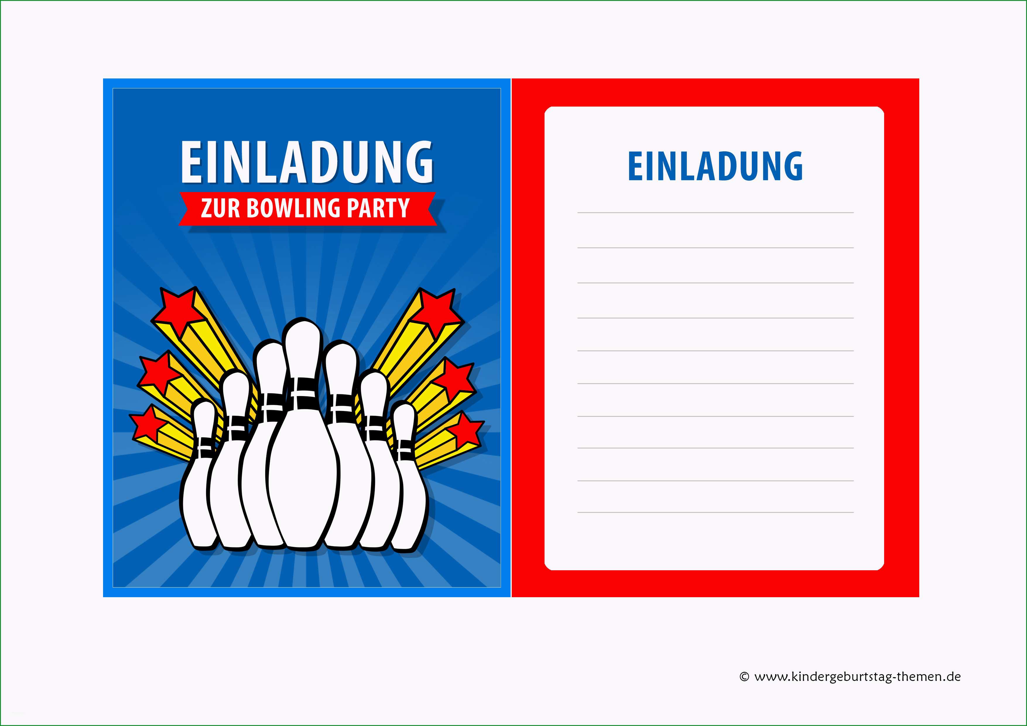 einladungskarten bowling zum kindergeburtstag kostenlos ausdrucken