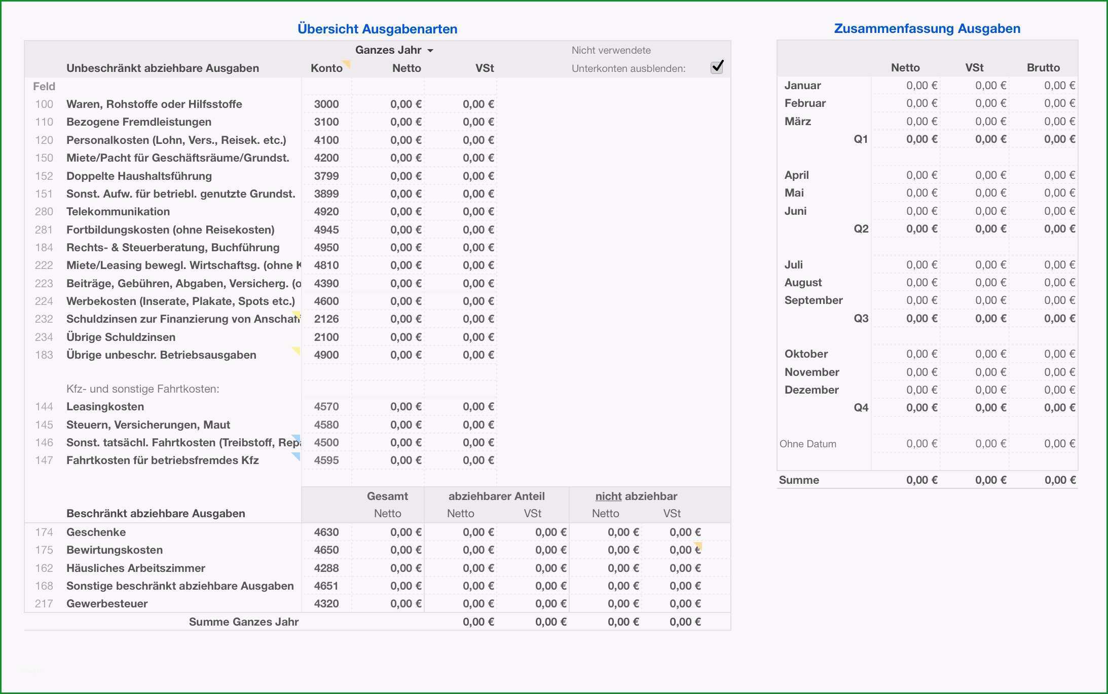 einnahmen ausgaben rechnung excel vorlage