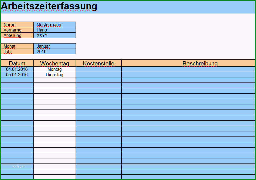 excel arbeitszeiterfassung 2016