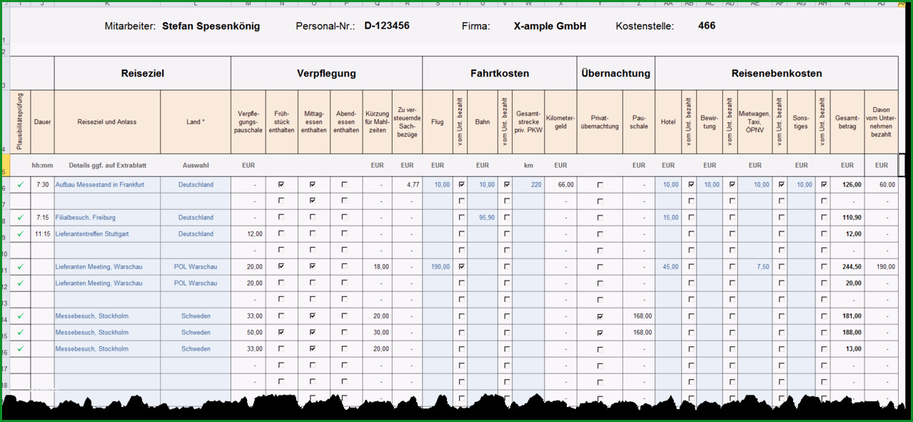 Excel Reisekostenabrechnung