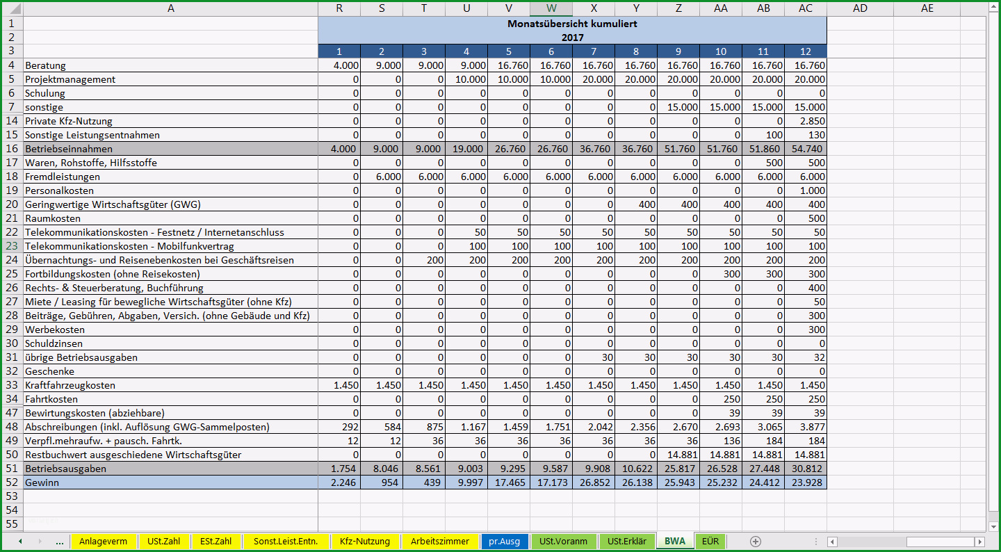 einnahmenueberschussrechnung vorlage excel openoffice