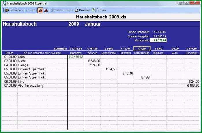 excel vorlage haushaltsbuch 2009